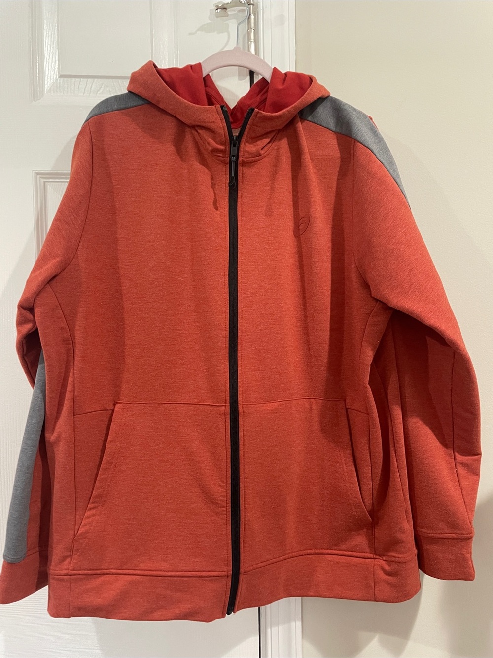 Asics Men’s Burnt Orange Full Zip Hoodie Top with Subtle Logo- Size XL